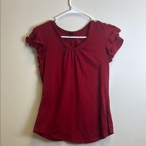 SHEIN Deep Red Ruffle Sleeve Blouse